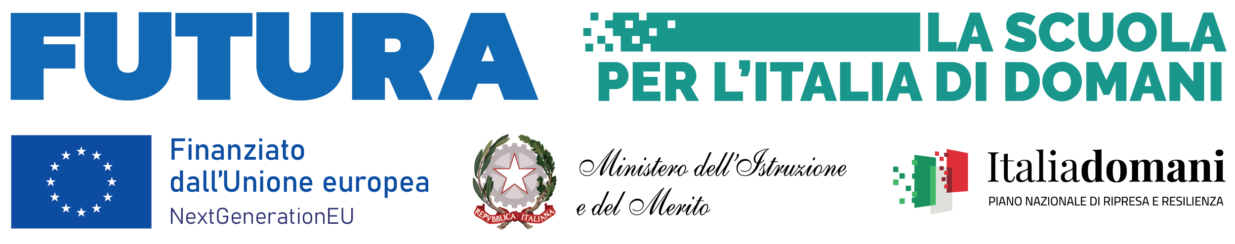 Logo UE - NextGeneration Ministero dell'Istruzione e del Merito ItaliaDomani